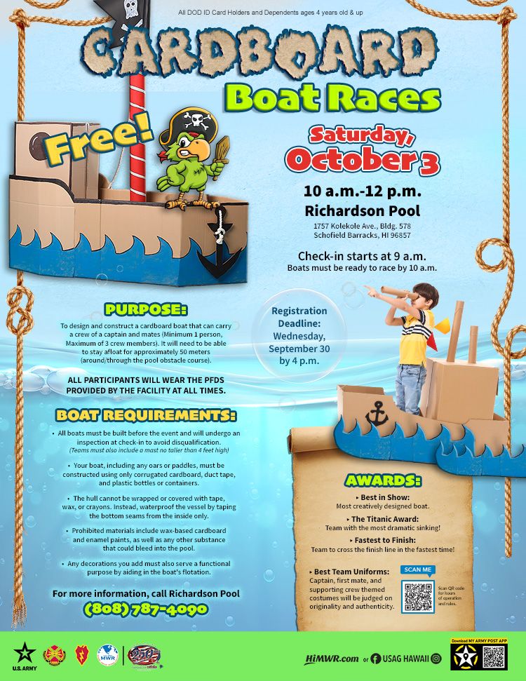 Cardboard Boat Race Flyer Event on Saturday, October 3