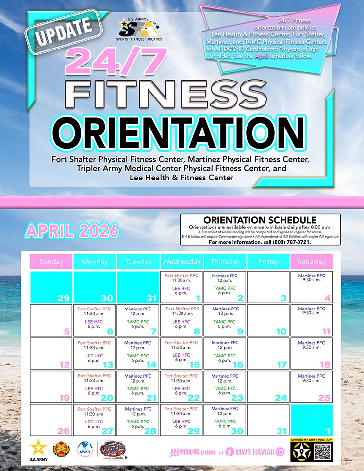 April Calendar for 24-7 Gym Access