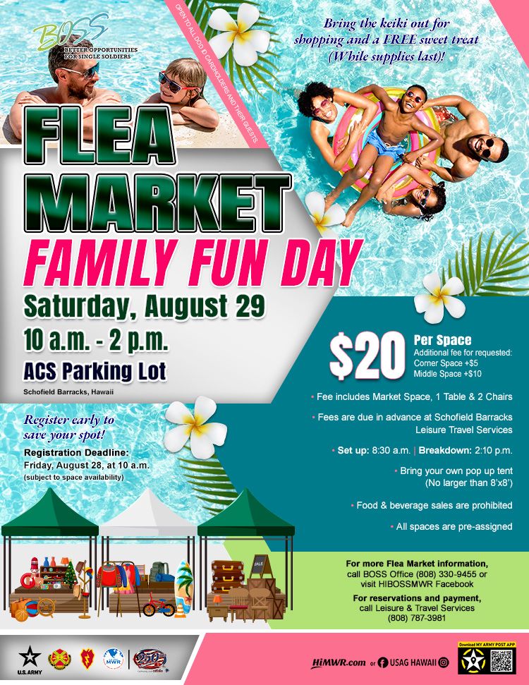 BOSS August Flea Market flyer event o\n August 29.