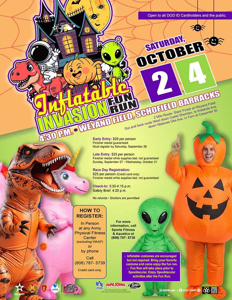 Inflatable Invasion Fun Run Flyer on October 24.
