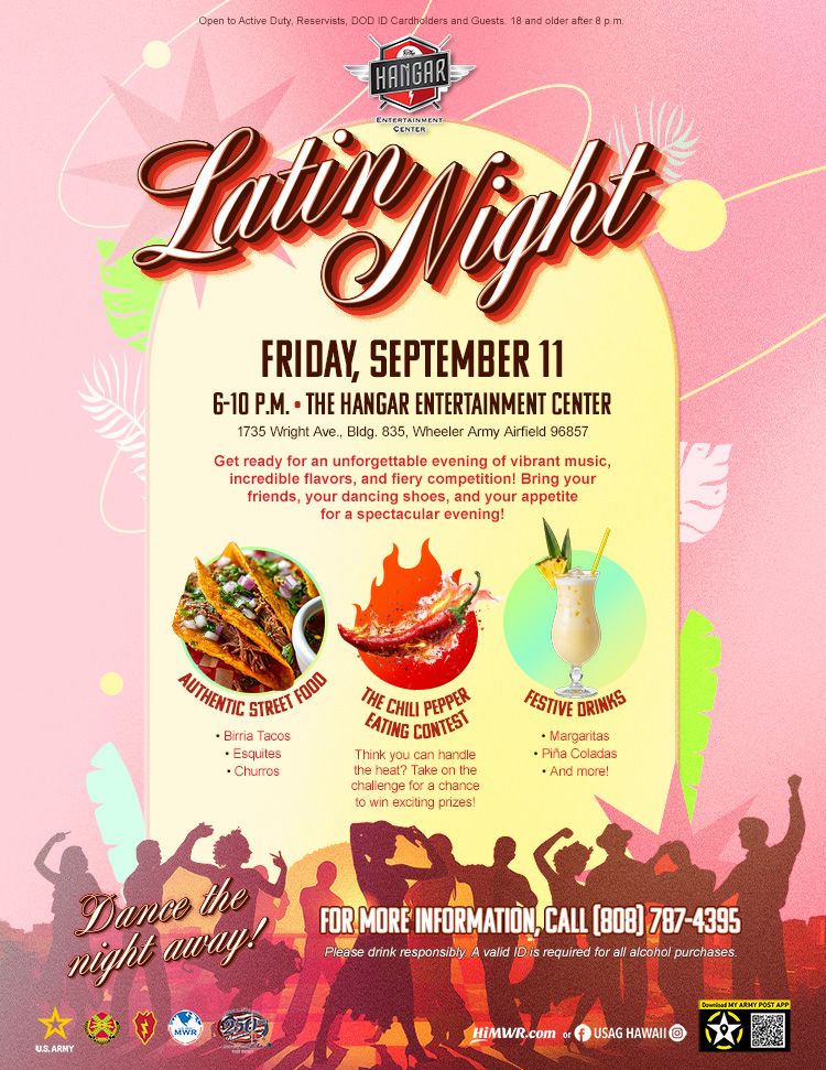 Hangar Latin Night Event Flyer on September 11.